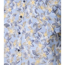 CASAMODA Herren Freizeithemd Kurz Button-Down Casual Blau Muster
