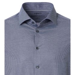 VENTI Herren Businesshemd Langarm Kent Modern-Fit Jersey Blau