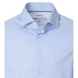 VENTI Herren Businesshemd Langarm Kent Comfort-Fit Jersey Hellblau