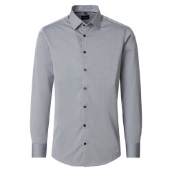 VENTI Herren Businesshemd Langarm Kent Modern-Fit Silber
