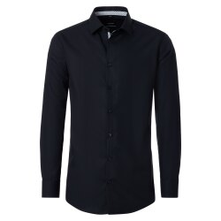 VENTI Herren Businesshemd Langarm Kent Modern-Fit Schwarz