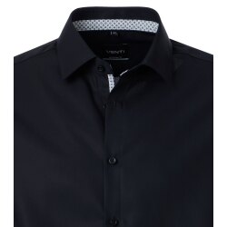 VENTI Herren Businesshemd Langarm Kent Modern-Fit Schwarz
