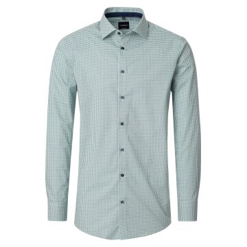 VENTI Herren Businesshemd Langarm Kent Modern-Fit Grün Muster