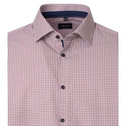VENTI Herren Businesshemd Langarm Kent Modern-Fit Rot Muster