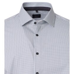 VENTI Herren Businesshemd Langarm Kent Modern-Fit Anthrazit Muster