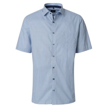 VENTI Herren Businesshemd Kurzarm Kent Modern-Fit Blau Muster