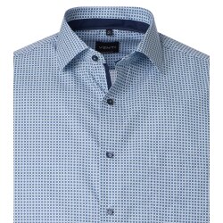VENTI Herren Businesshemd Kurzarm Kent Modern-Fit Blau Muster