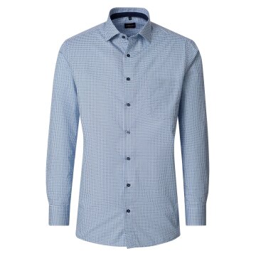 VENTI Herren Businesshemd Langarm Kent Comfort-Fit Blau Muster