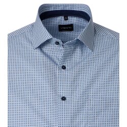 VENTI Herren Businesshemd Langarm Kent Comfort-Fit Blau Muster