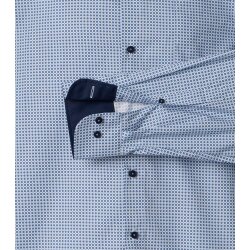VENTI Herren Businesshemd Langarm Kent Comfort-Fit Blau Muster