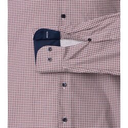 VENTI Herren Businesshemd Langarm Kent Comfort-Fit Rot Muster