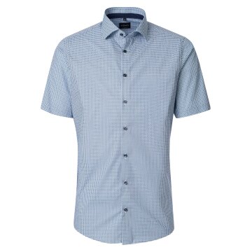 VENTI Herren Businesshemd Kurzarm Kent Comfort-Fit Blau Muster