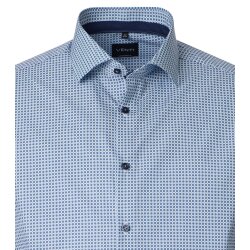 VENTI Herren Businesshemd Kurzarm Kent Comfort-Fit Blau Muster