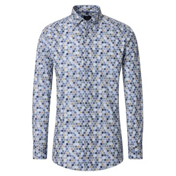 VENTI Herren Businesshemd Langarm Kent Modern-Fit Hellblau Muster