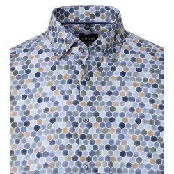 VENTI Herren Businesshemd Langarm Kent Modern-Fit Hellblau Muster