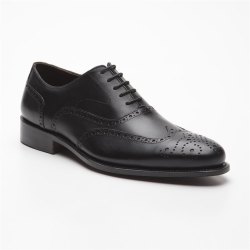 Größe D 42,5 UK 8 ½ Prime Shoes Oxford Full Brogue Rahmengenäht Schwarz Box Calf Black Schnürschuh aus feinstem Kalbsleder
