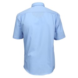 CASAMODA Herren Businesshemd Kurzarm Kentkragen Modern Fit Uni Blau Popeline Bügelfrei