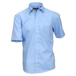 Größe 41 Casamoda Hemd Blau Uni Kurzarm Modern Fit Leicht Tailliert Kentkragen 100% Baumwolle Bügelfrei