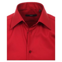 Größe 35 Venti Hemd Rot Uni Kurzarm Slim Fit Tailliert Kentkragen 100% Baumwolle Popeline Bügelfrei