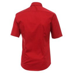 Größe 37 Venti Hemd Rot Uni Kurzarm Slim Fit Tailliert Kentkragen 100% Baumwolle Popeline Bügelfrei