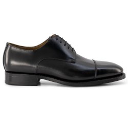 Prime Shoes BERGAMO Herren Schnürschuh aus reinem Kalbsleder Rahmengenäht Cap Toe Ledersohle Box Calf Schwarz EU39/UK6-EU50/UK14